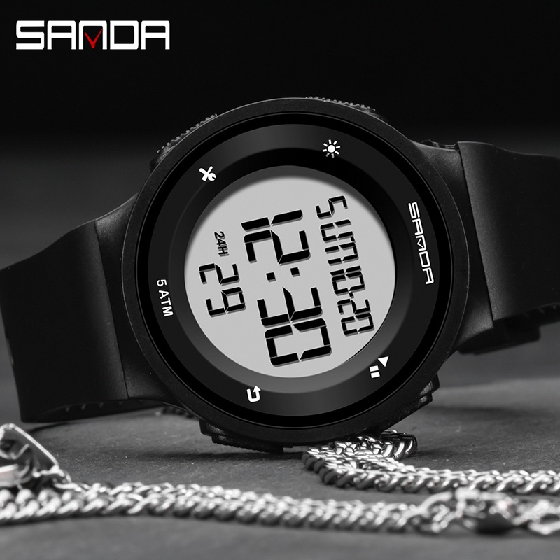 SANDA 2001 Jam Tangan Wanita Pria Digital EL Backlight Sport Watch Anti Air WATCHKITE WKOS