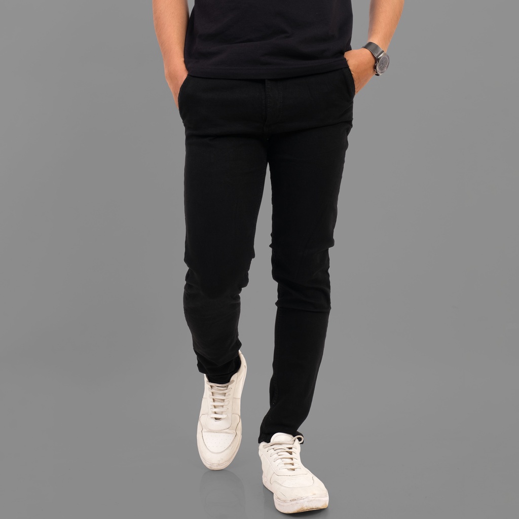 Celana Jeans  Panjang Pria HITAM PEKAT Black Premium/ Bahan Strech