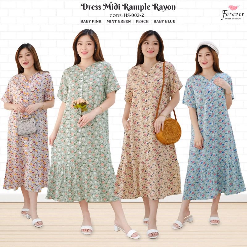 Dress Midi Homedress FOREVER SWEET Rayon HS-003-2/baju wanita/branded/rampel/drees/style kore