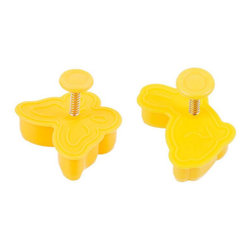 4buah Cetakan Biskuit 3D Aksesoris Rumah Tangga Pola Yang Indah Menekan Cetakan Bakeware Dessert Baking Molds Dapur Gadget