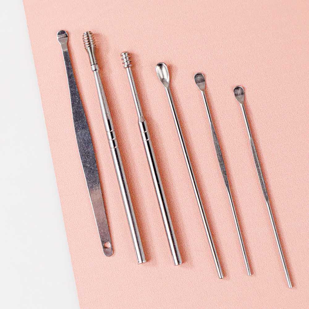 Korek Kuping Alat Pembersih Perawatan Telinga Stainless Steel Set Ear Wax Picker 7 / 6 Pcs