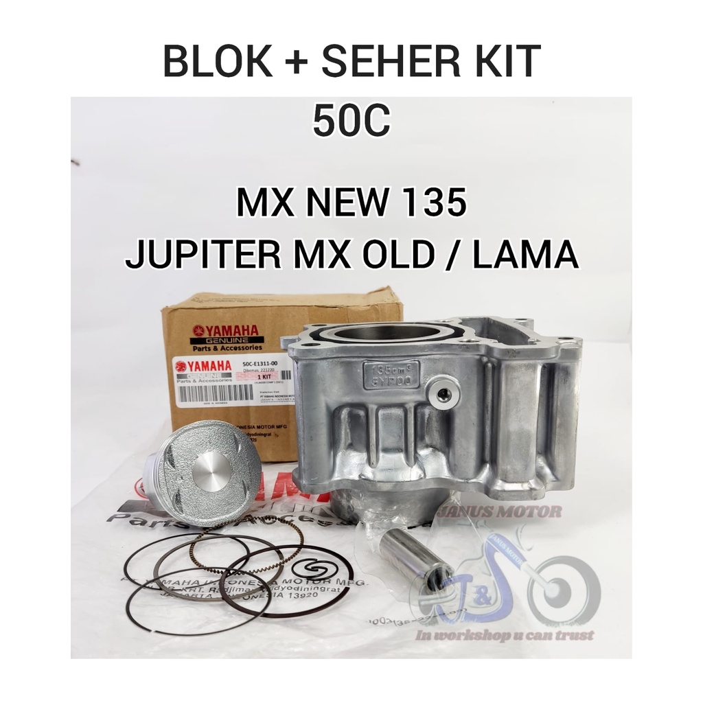 Blok Seher + Piston kit MX NEW 135 50C , JUPITER MX OLD LAMA KUALITAS ORI ASLI block seher set kompl