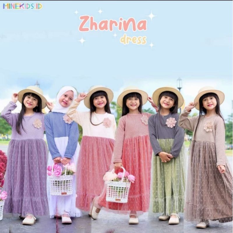 ZHARINA DRESS DARI MINEKIDS/DRESS TUTU ANAK TILE 3-12 TAUN