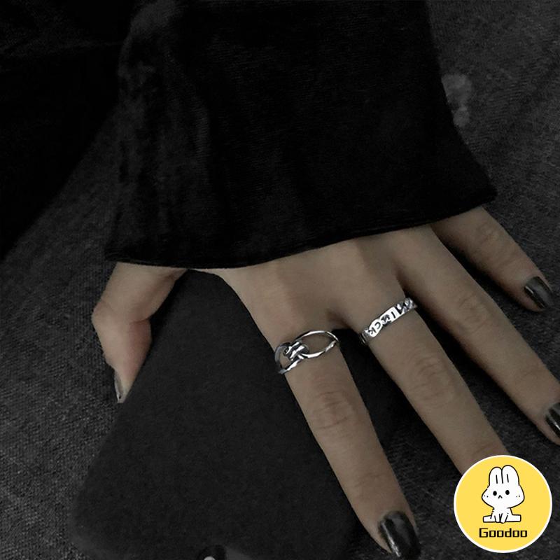 2Pcs Korea Fashion Terbuka Cincin Kepribadian Tren Indeks Cincin Gaya Punk Wanita Perhiasan Minoritas Minimalis Hadiah -Doo -Doo