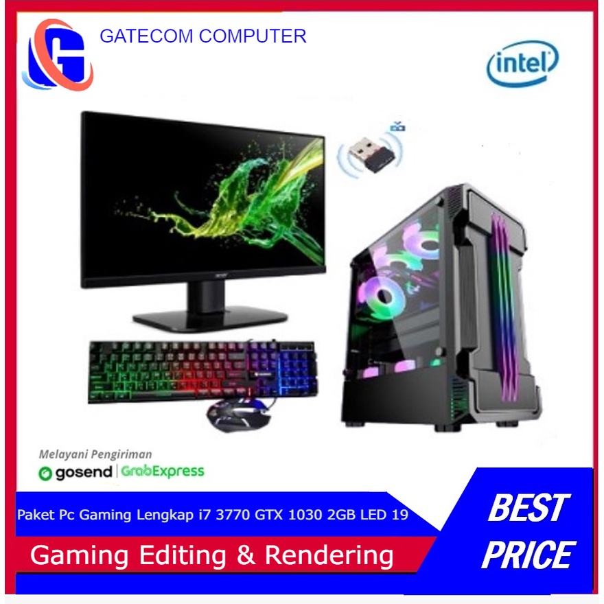 PC Lengkap Intel core i7 3770 /GT 1030 2GB /SSD 120 /DDR 16GB / Led 19