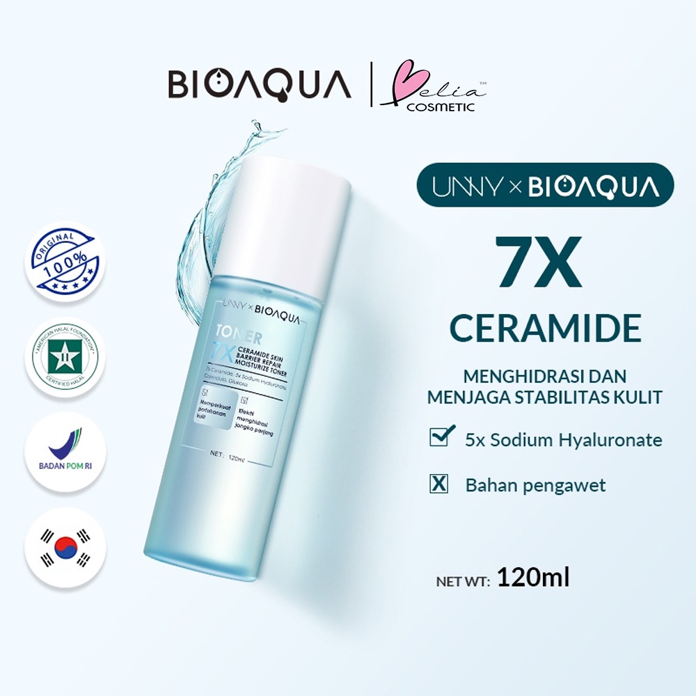 ❤ BELIA ❤ BIOAQUA 7X Ceramide Skin Barrier Repair Moisture | Toner 120ml | Serum Lotion 30ml | Cream 50g | Cleanser Facial Foam 100g | Body Wash 500ml | BPOM