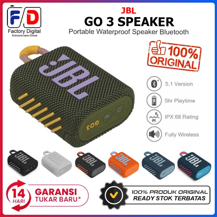 DISKON JBL GO 3 Portable Bluetooth Speaker not JBL GO 2 Speaker Original BNIB ORA207