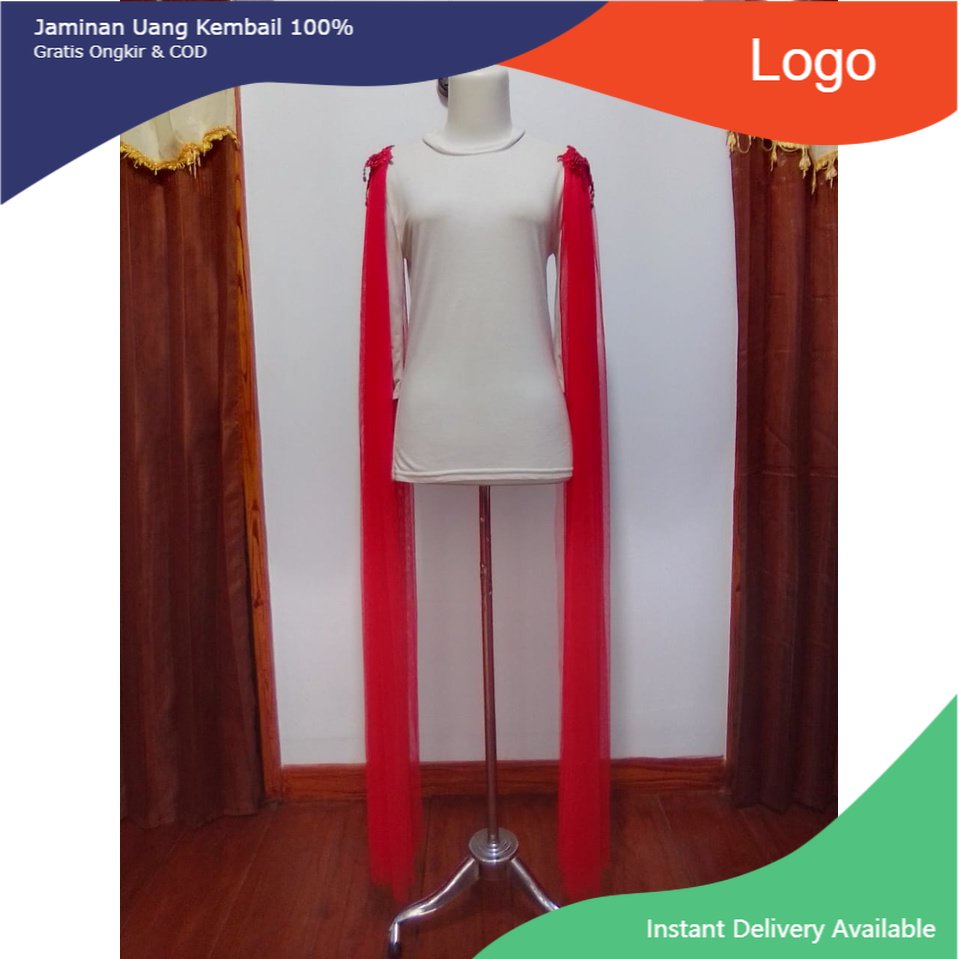 sayap kebaya pengantin warna merah cabe