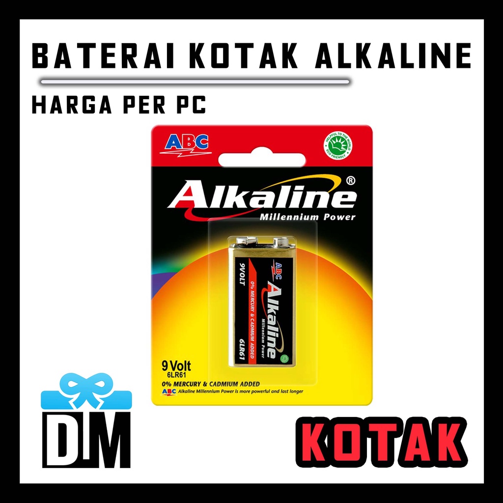 Batre Baterai Kotak 9V Alkaline Alkalin Square Cubic Battery