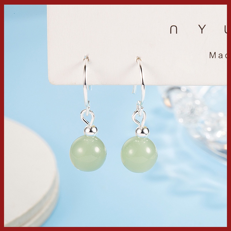 Anting Kait Gantung Batu Giok Hetian Merah Vintage Untuk Wanita U1032