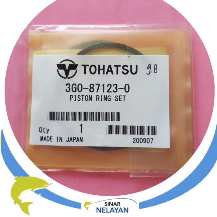 Piston ring set mesin tempel Tohatsu 9.8pk (1 set ad 2 ring)
