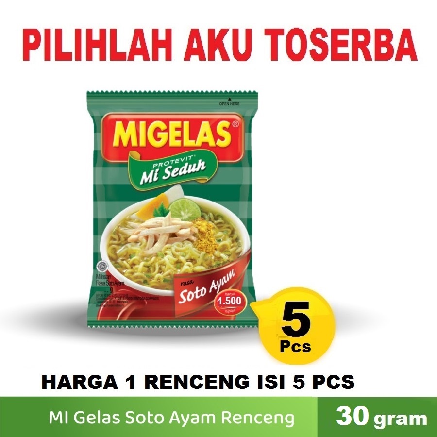 Jual Mie Gelas Migelas Rasa Soto Ayam 30 Gr Harga 1 Renceng Isi 5