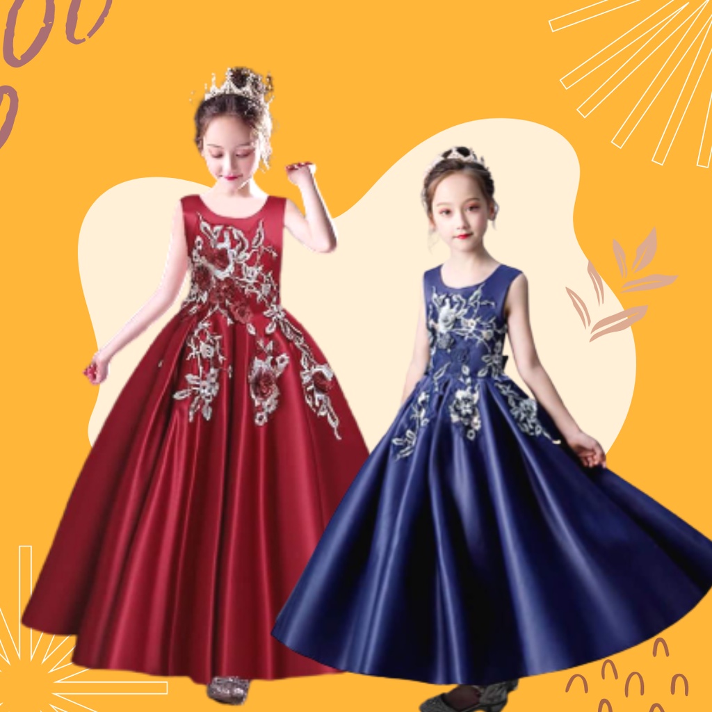 Gaun anak -  2-12 tahun Dress Pesta Anak Perempuan Satin Import