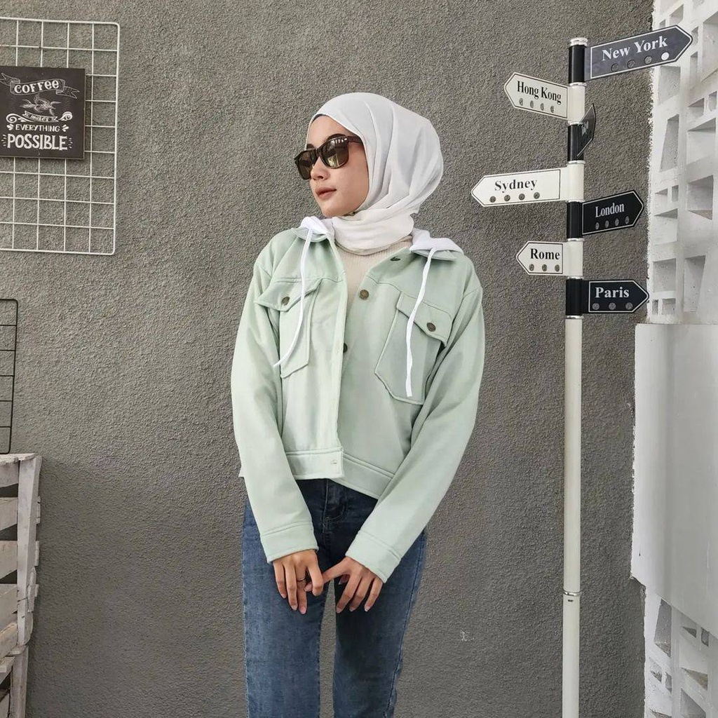 Sweater Outer LIVIE HOODIE JACKET Wanita Oversize Gaya Casual Model Simple Korean Style Jacket