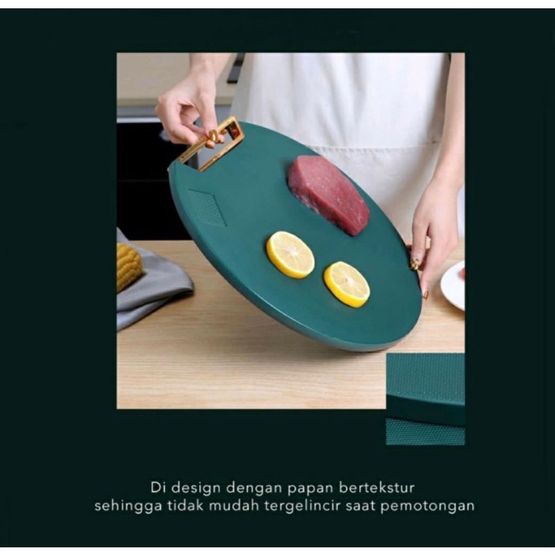 TALENAN BULAT 2IN1 ANTI JAMUR ANTI SLIP / CUTTING BOARD PREMIUM BAHAN PE ANS0131