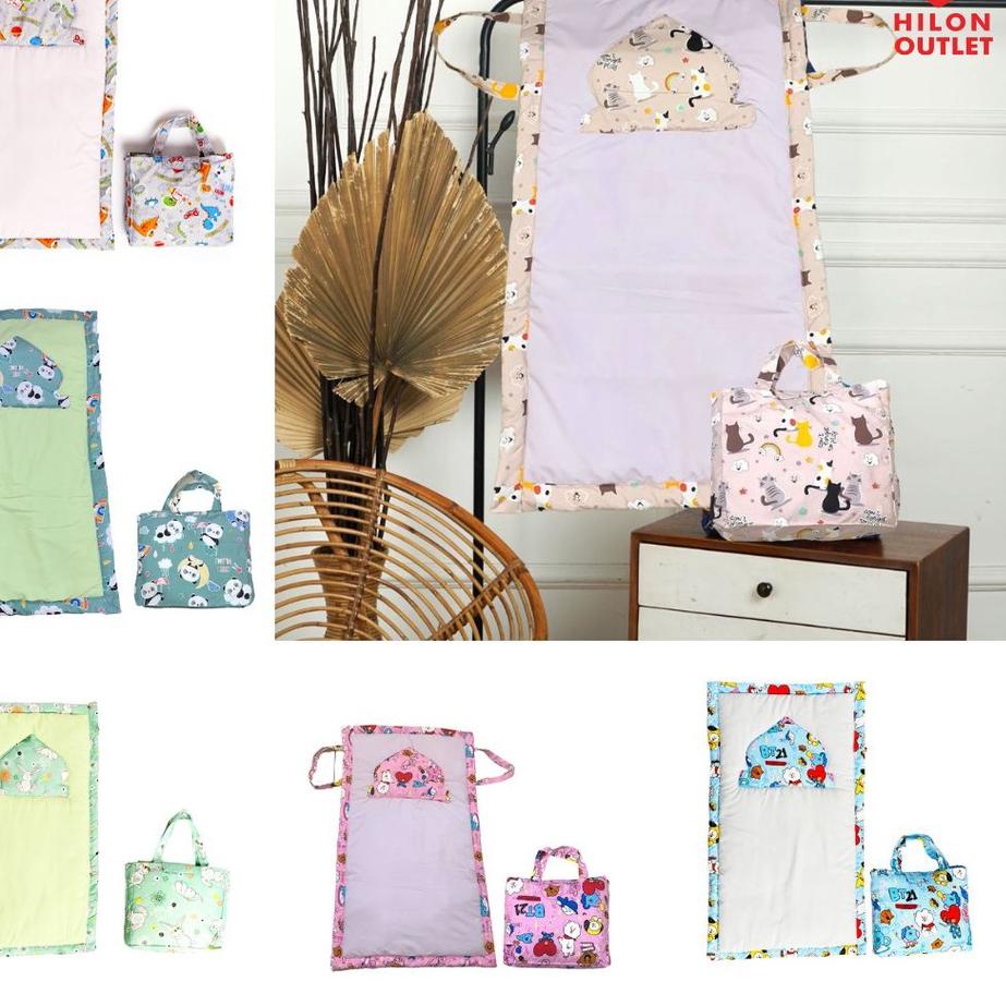 Sajadah Anak + Tas Karakter / Sajadah Anak Motif / Sajadah Anak Tebal 51 x 91