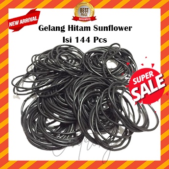 Gelang Karet Hitam Merk Sunflower 144 Pcs/ Gelang Karet Polos