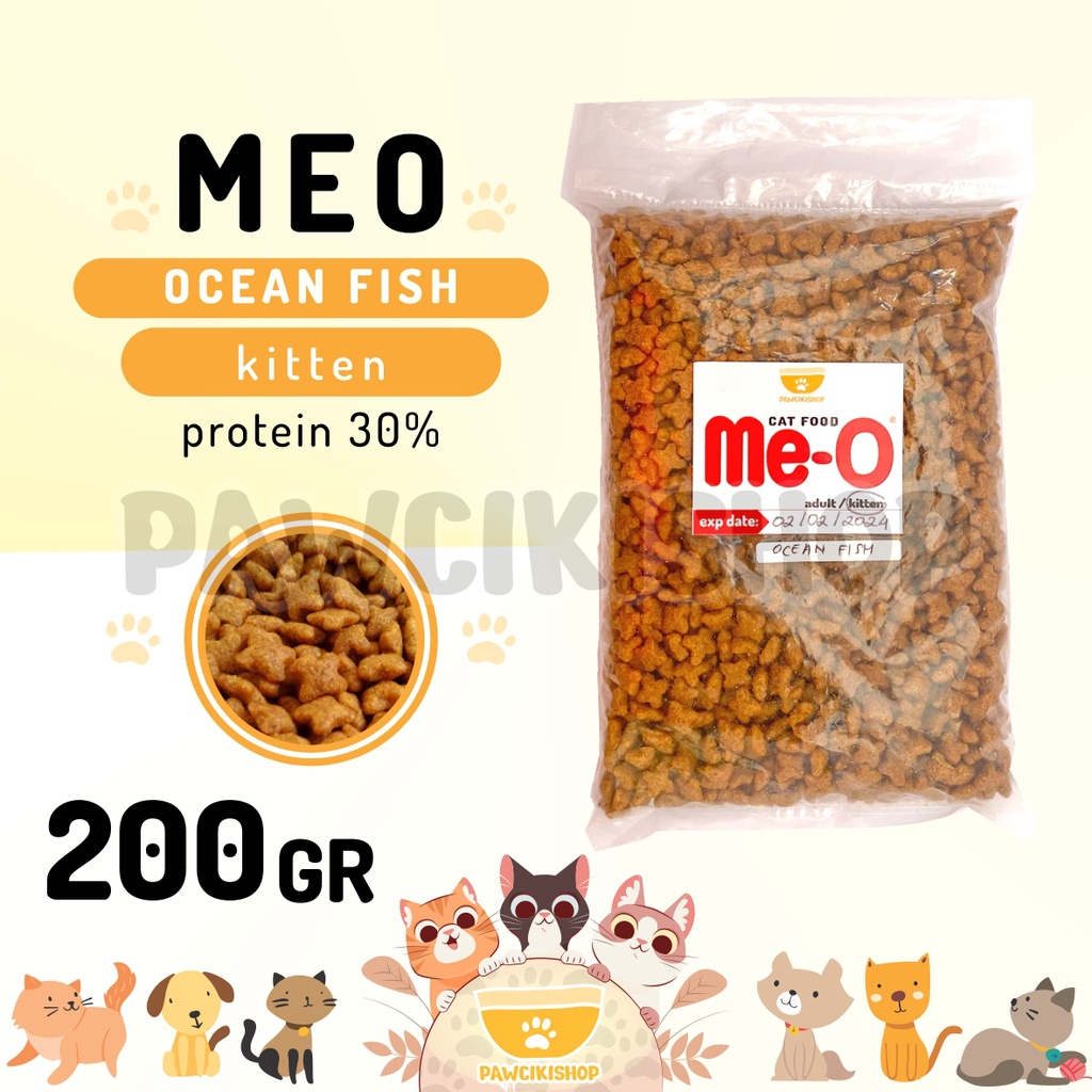 PAWCIKISHOP - MEO KITTEN OCEAN FISH 200GR / meo / meo kitten / makanan kucing meo / makanan kucing m
