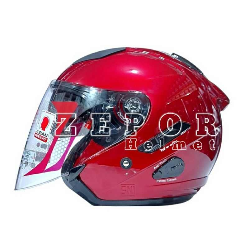 Helm KYT GALAXY FLAT R Solid Merah Maroon Double Visor Original SNI DOT