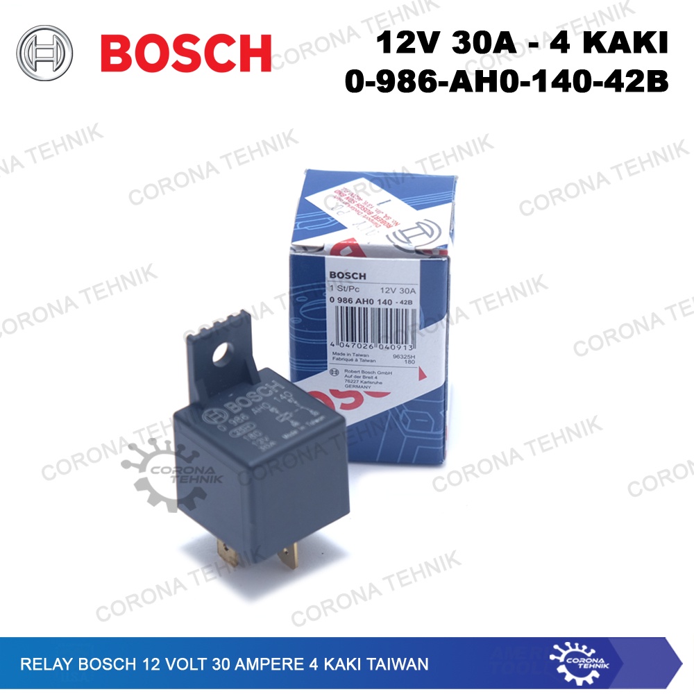 Taiwan - Relay Bosch 12 Volt 30 Ampere 4 Kaki - 0-986-AH0-140-24B