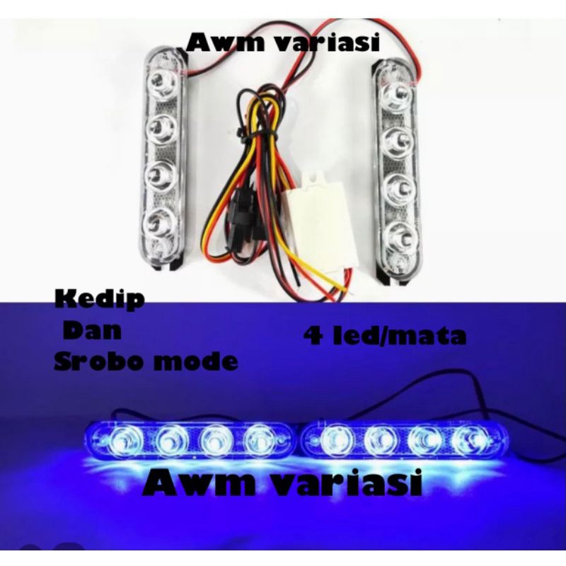 Lampu kedip blitz 4 mata 5 mata 6 mata led motor mobil