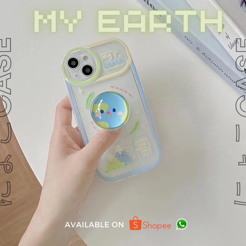 Case iphone my earth | case iphone lucu | case pop socket bola dunia