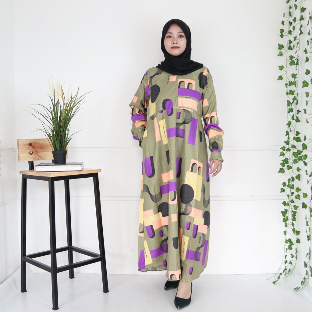 IZANY GAMIS / Dress Muslim XXL Jumbo Lengan Kancing Banyak Motif-ART ARMY