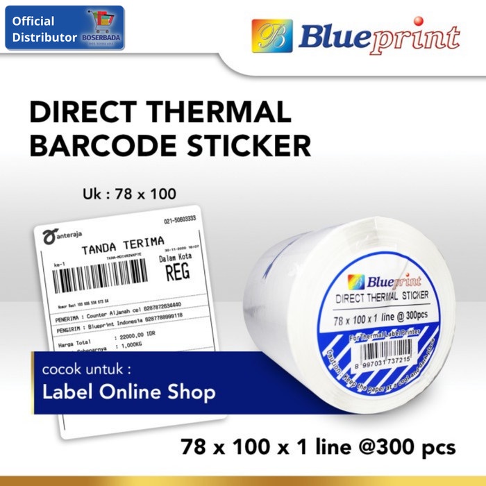 

BLUEPRINT - Direct Thermal Sticker / Label Stiker 78x100 mm - 300pcs