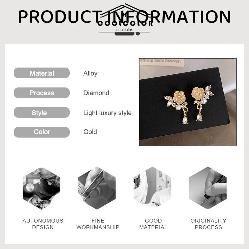 COD❤️1 Pasang Anting Giwang Model Bunga Gaya Retro Elegan Dengan Berlian Imitasi Untuk Wanita Fashion Wanita Sederhana Aksesoris Perhiasan Hadiah Ulang Tahun