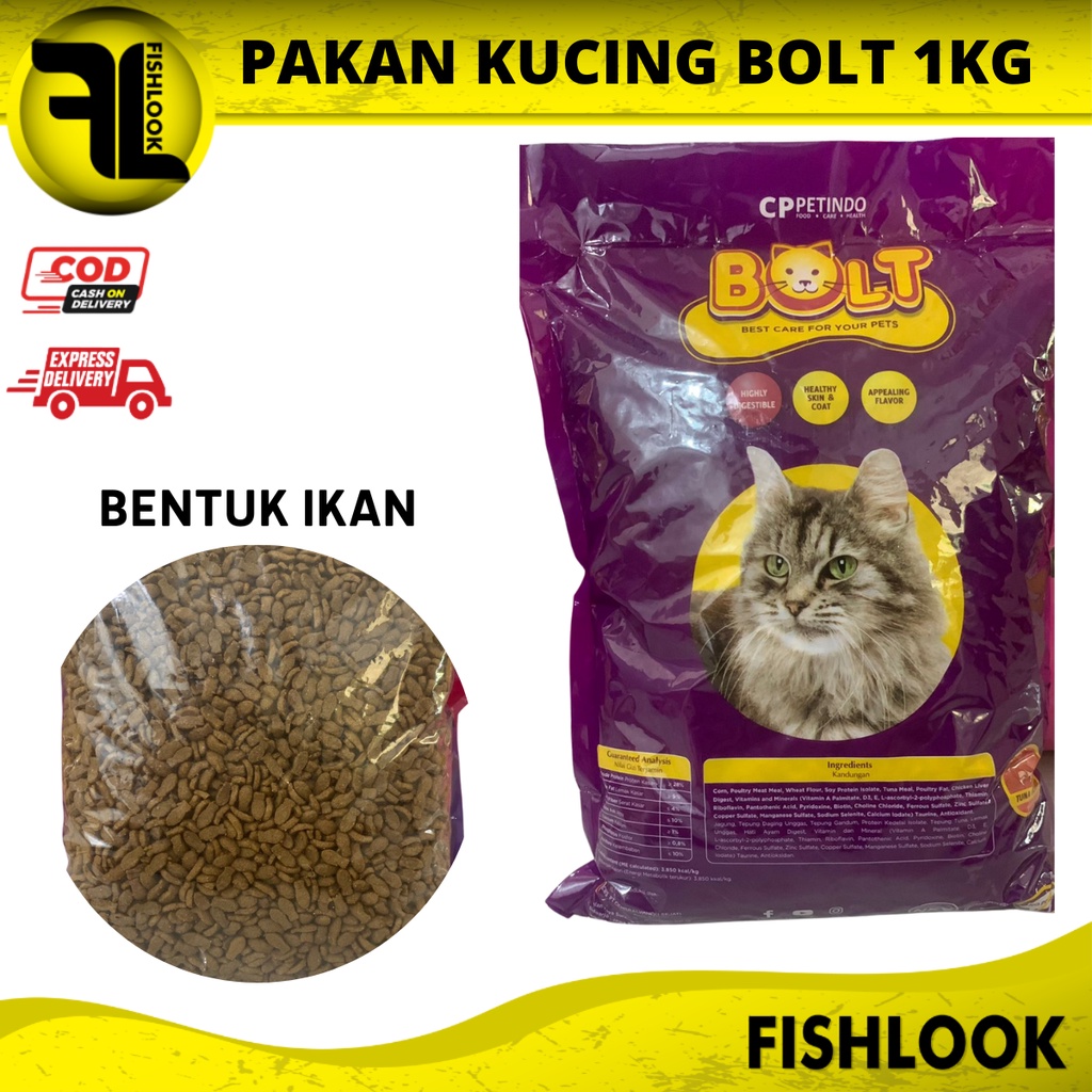 BOLT TUNA / SALMON BENTUK IKAN / BULAT MAKANAN PAKAN KUCING REPACK 1KG