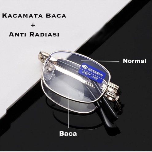 Ready Stock Original KacaMata plus kacamata Tua Anti radiasi Portable Kacamata Lipat Untuk Orang Tua Pria dan Wanita Lensa plus