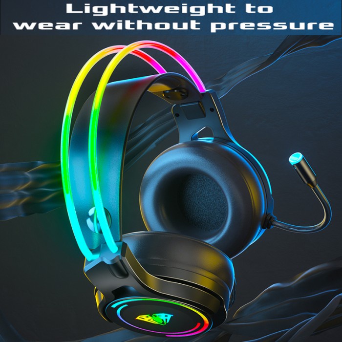 Headset Gaming AULA S506 USB – Streamer Light RGB Running