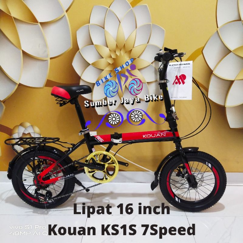 Sepeda Lipat 16 inch Kouan rem cakram 7speed 16KS1S