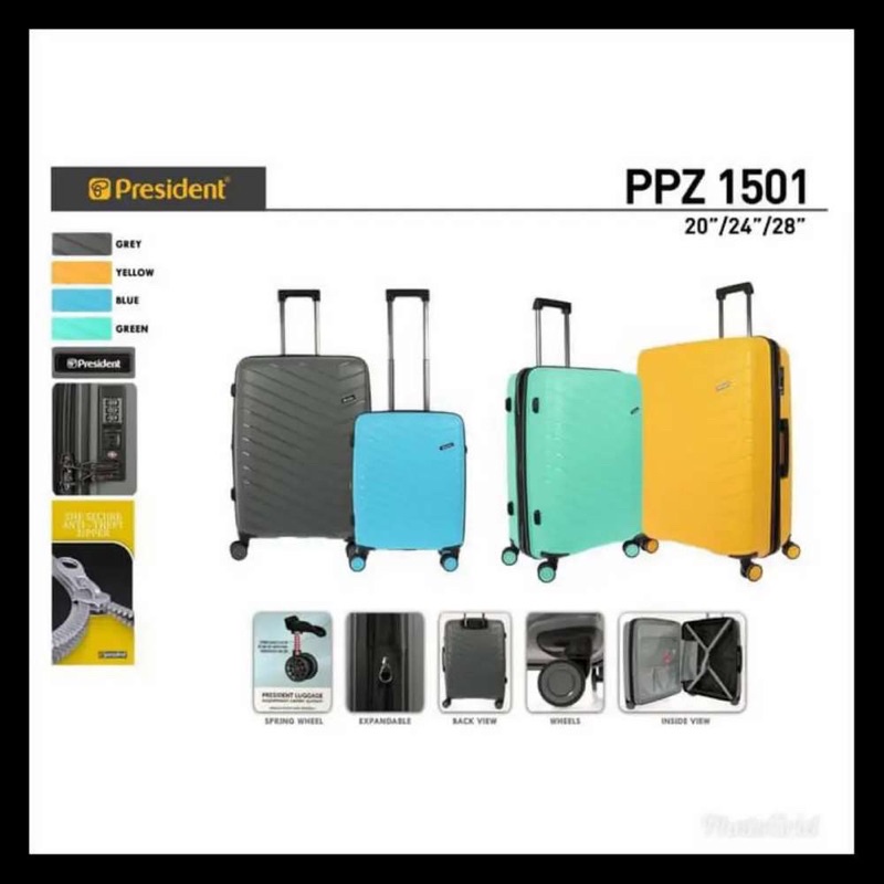 Tas Koper Travelling President PPZ 1501 Koper 20/24/28 Inch Hardcase Expand Anti Theft