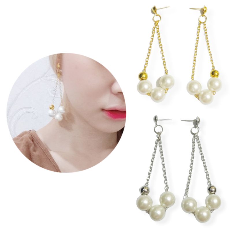 Ivy Pearl Korean Stud Earrings Anting Tusuk Panjang Mutiara Korea Juntai