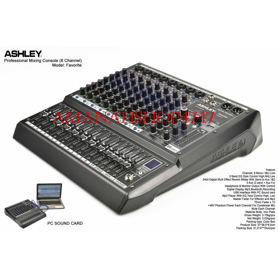 Mixer Audio ASHLEY FAVORITE 8 FAVORITE8 8channel Soundcard Original