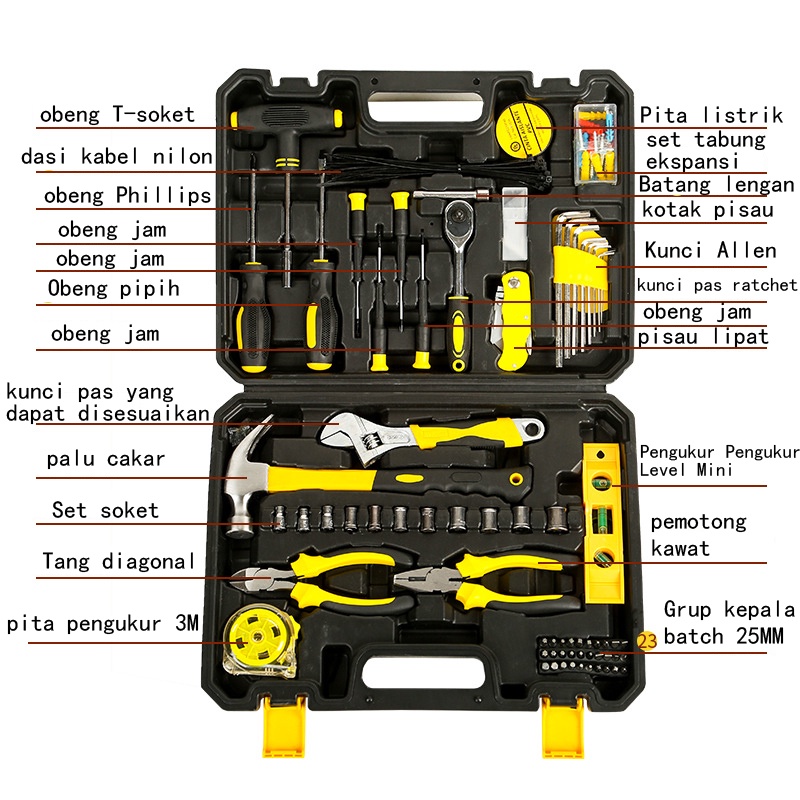 98 Pcs Hand Toolset Toolkit Toolbox Tool Set Tool Kit Tool Box
