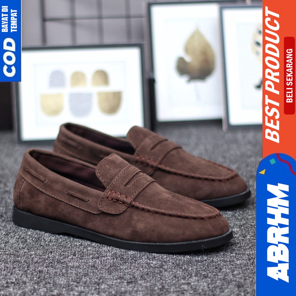 Sepatu Formal Pantofel Kerja Kantor Casual Santai Hitam Pria Abrhm Domin