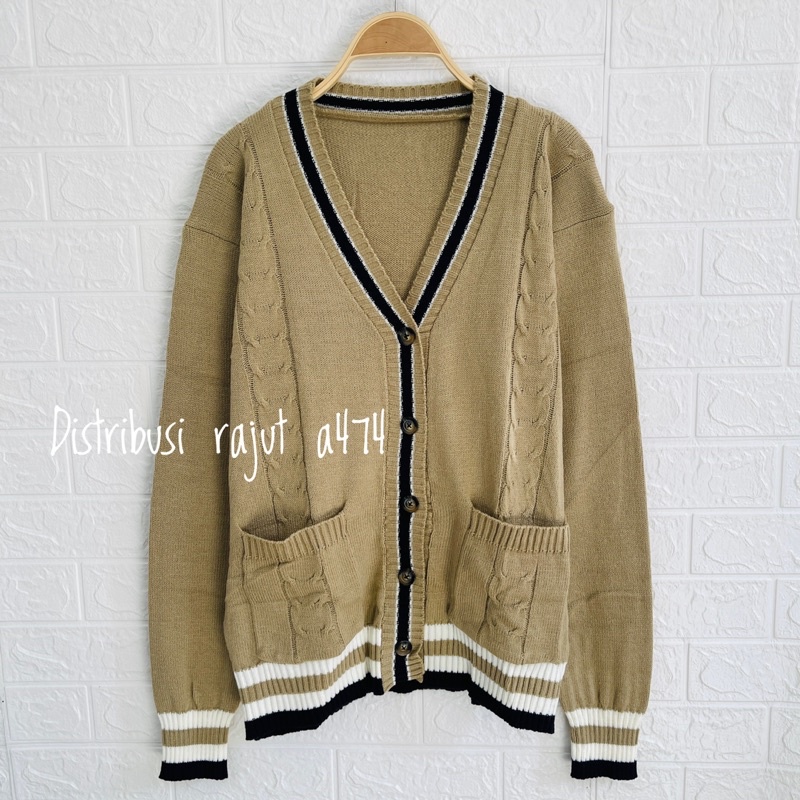 BAJU SELEN OVERSIZE CARDIGAN RAJUT MOTIF KANCING WANITA