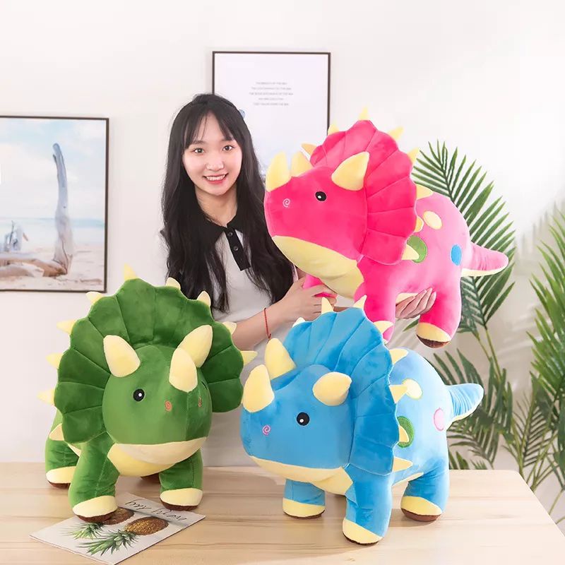 Boneka Dinosaurus Triceratops Halus dan lembut 40cm