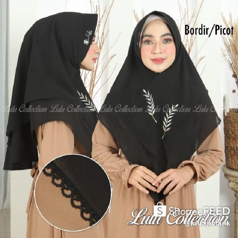 ORIGINAL LULU Jilbab instan Khimar bordir picot standart