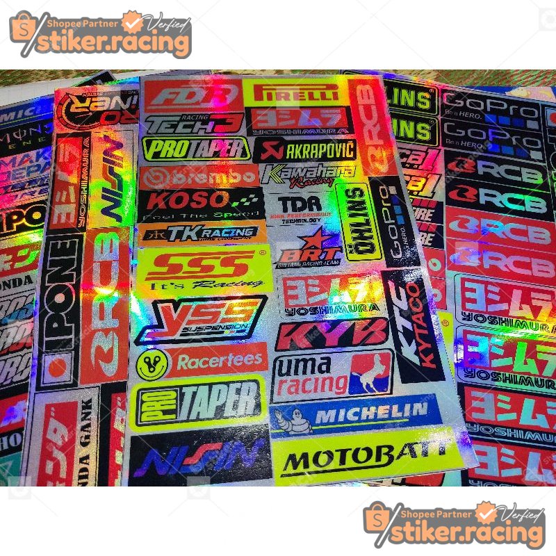 Jual Sticker Racing Hologram Pelangi Isi Pcs Merk Rcb Shopee Indonesia