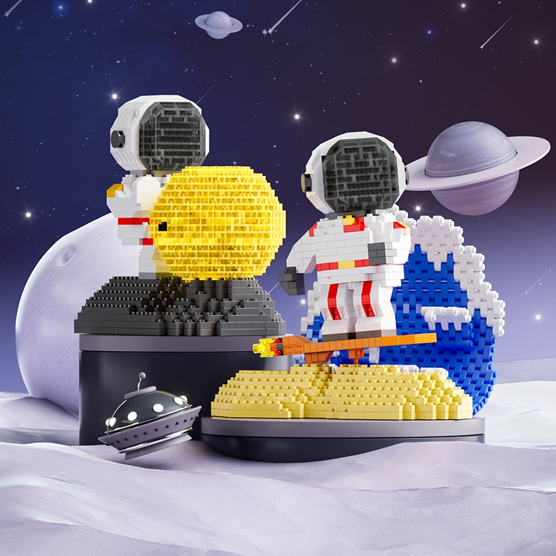 Nano Block Astronaut Model Diy Balok Mainan Anak Balok Susun Mainan Anak Perempuan