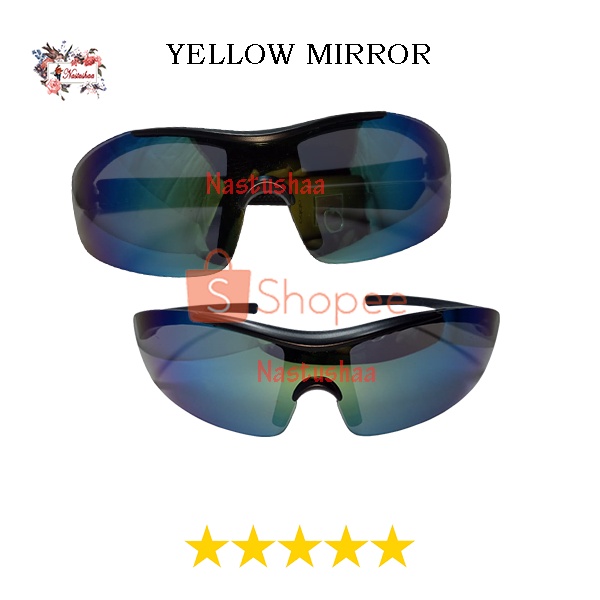(READY COD) Kacamata Santai Bersepeda Outdoor Sport Lensa Mirror Sunglasses Man / Woman Kaca mata Sepeda Sporty Wraparounds