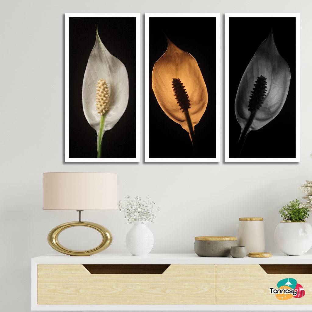 TENNESY HIASAN DINDING MONOCHROME FLORAL WALL DECOR PAJANGAN KAYU DEKORASI DINDING KAMAR TIDUR RUMAH