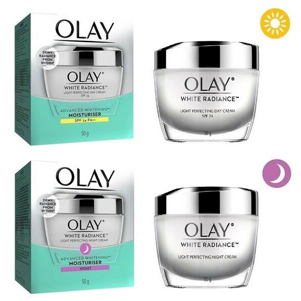 Olay Luminous Light Perfecting Day Cream SPF 15 &amp; Night Cream (Krim Pagi 50gr + Krim Malam 50gr) - Krim White Mencerahkan  Wajah Pelembab Moisturizer Whitening