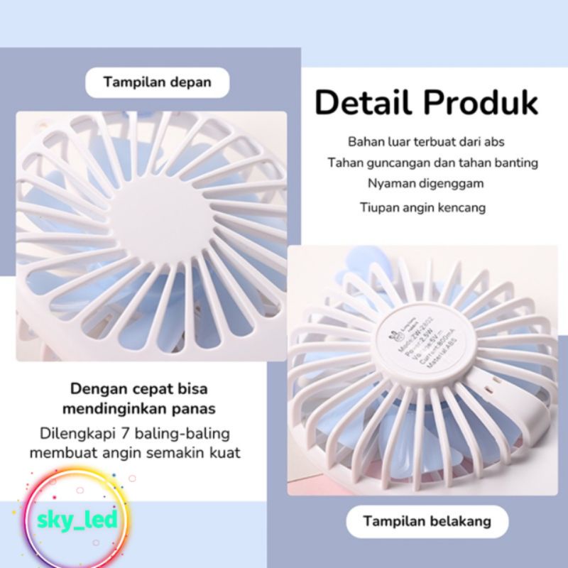 Pocket Fan Kipas Angin Mini Sumber Cute Cooling Fan Portable Phone Holder