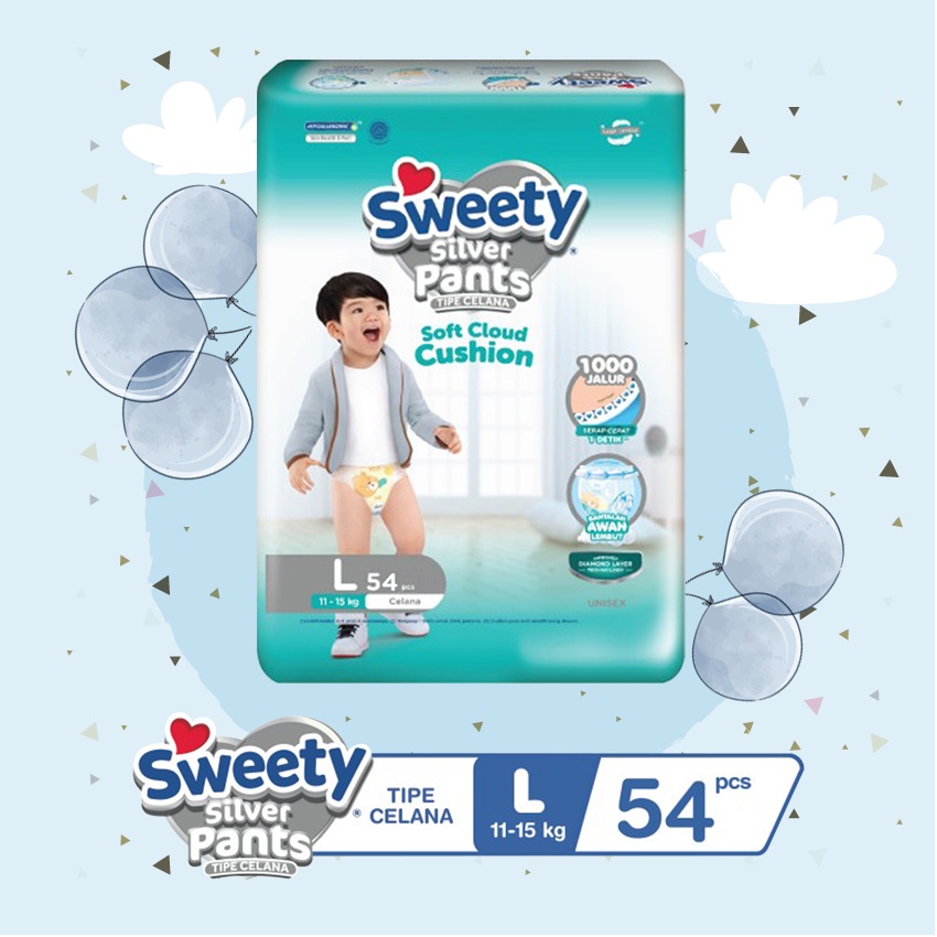Sweety Silver Pants L54 - Sweety Popok Celana Silver L 54