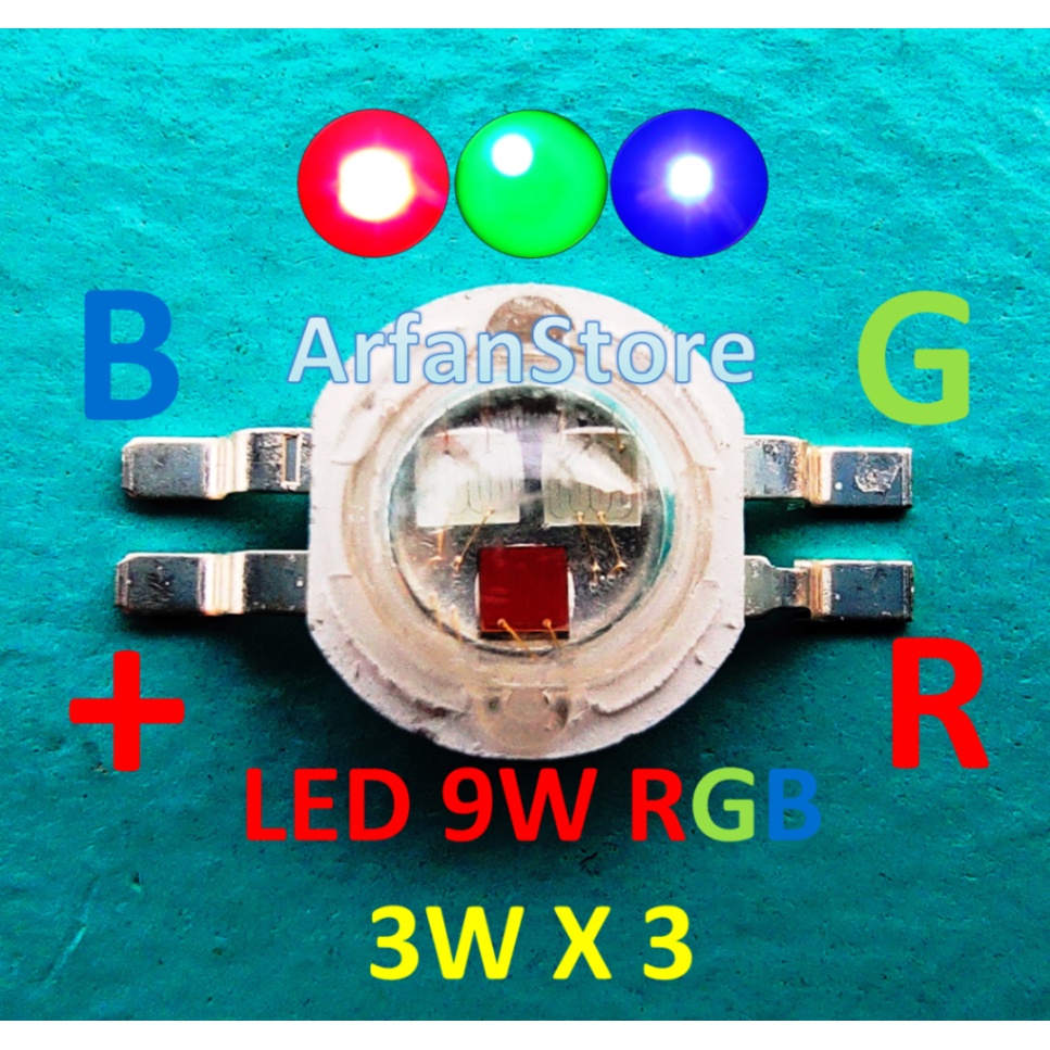 HPL 9W RGB Red Green Blue Merah Hijau Biru High Power 3W x 3 Led 6 Pin