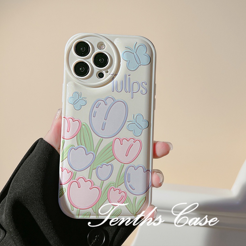 Soft Case Pelindung Desain Bunga Tulip Kupu-Kupu 50A 6i Untuk Realme C35 C31 C30 GT 10 9 Pro + C25Y C21Y C25 C25 C25s C12 C21 C20 C11 C17 7i C15 8 7 6 5 Pro